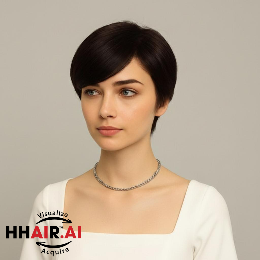 Women’s Full Wig – Bob Pixie Style with Two Bangs, Middle Part, 3D Ultra-Thin Skin