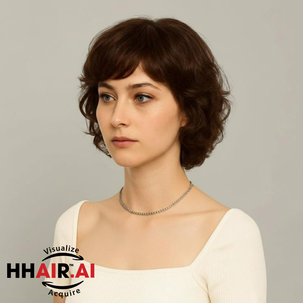 Women’s Full Wig – Short Pixie Style with Side-Swept Bangs, Ultra-Thin Skin Base