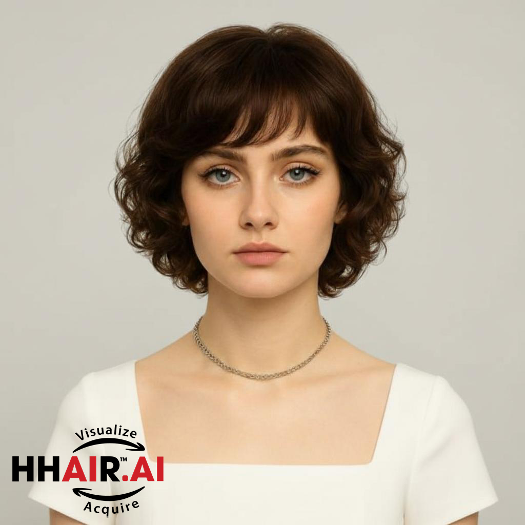 Women’s Full Wig – Short Pixie Style with Side-Swept Bangs, Ultra-Thin Skin Base