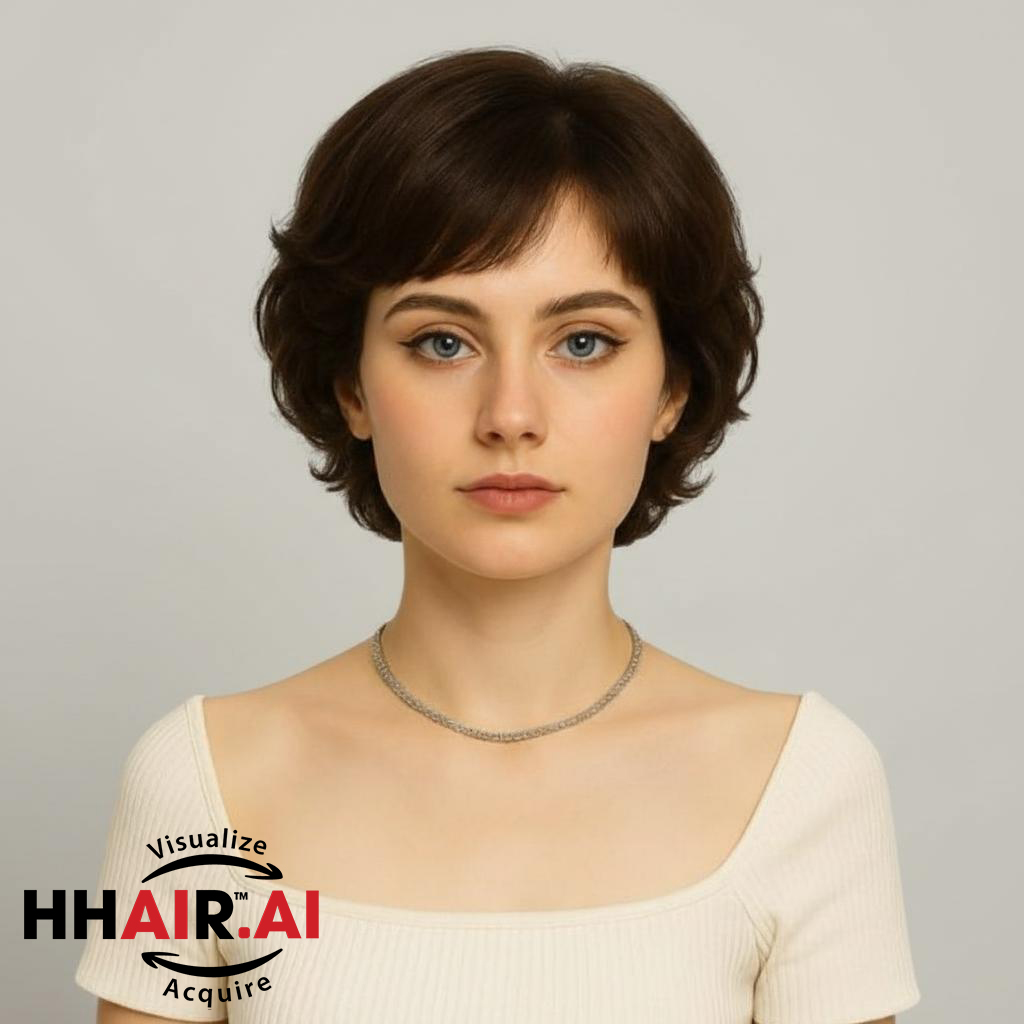 Women’s Full Wig – Short Pixie Style with Side Bangs, Ultra-Thin Skin