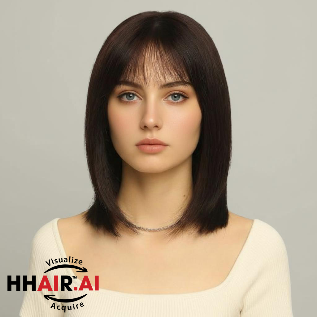 Women’s Full Wig – Ultra-Thin Skin, Wispy Bangs, Shoulder-Length