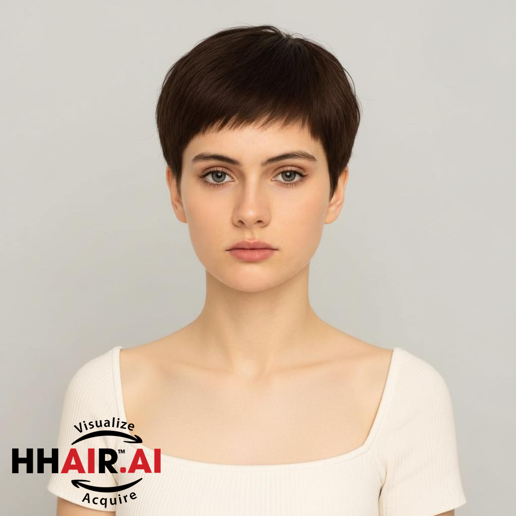 Women’s Full Wig – Middle-Aged Pixie Style with Side Bangs, Full Lace