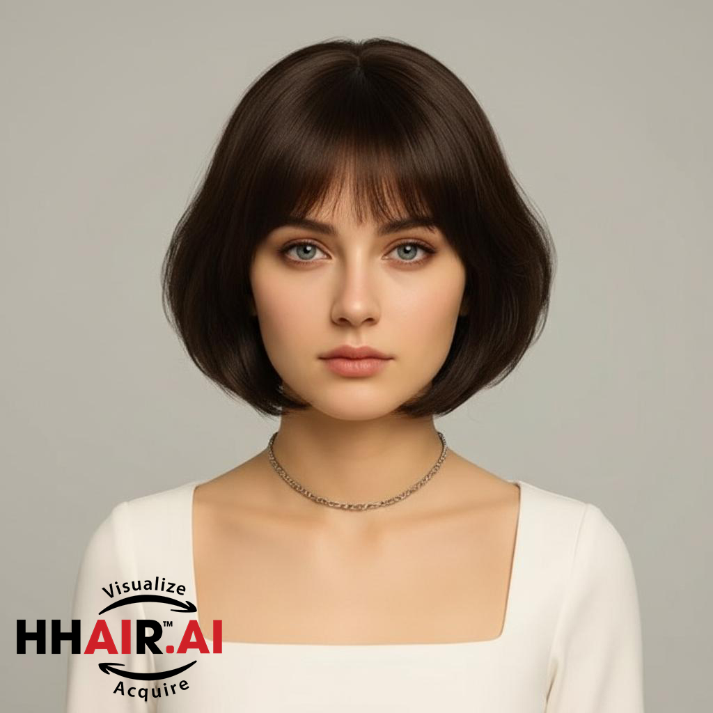 Women’s Full Wig (Human Hair) – Short Pixie Style with Wispy Bangs, 25cm