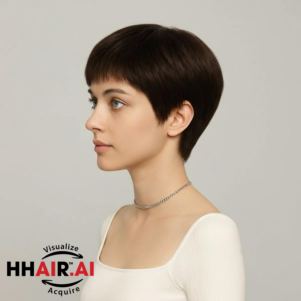 Women’s Full Wig – Short Pixie Style for Middle-Aged Women, Ultra-Thin Skin, Crown Swirl