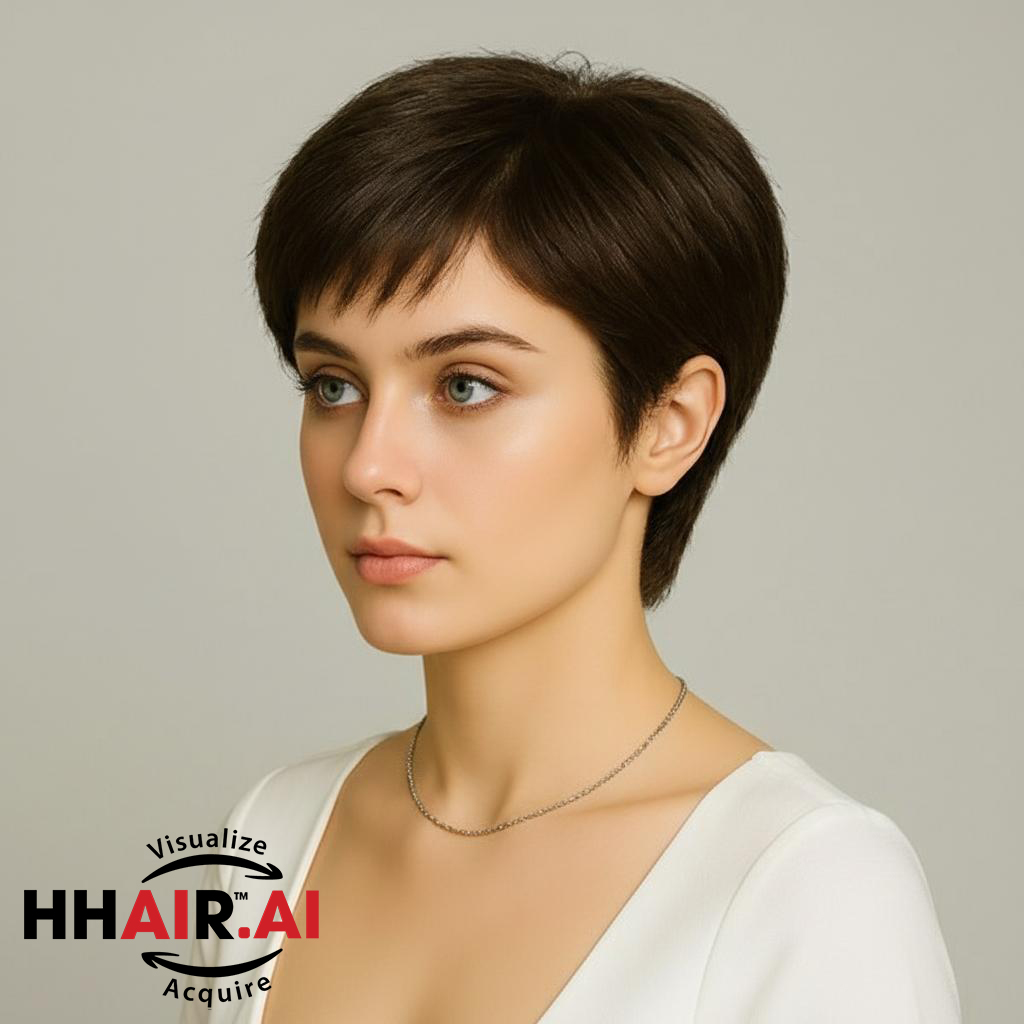 Women’s Full Wig – Pixie Style for Middle-Aged Women, Human Hair, Ultra-Thin Skin