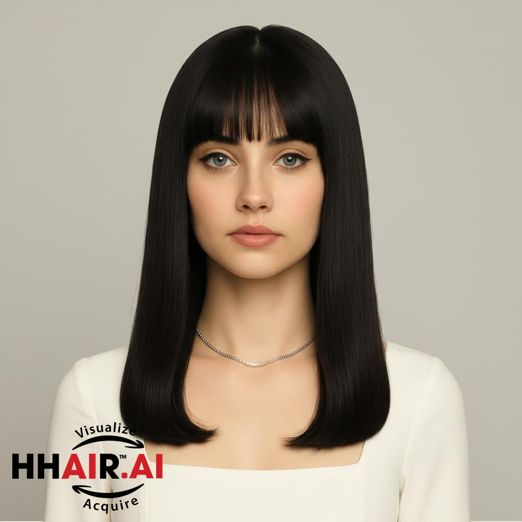 Women’s Full Wig – Inward-Curved Ends Style, Skin Base Size 7x10cm, 40cm
