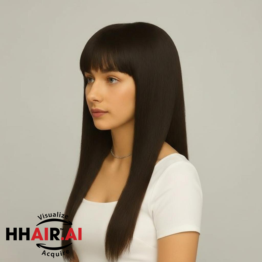 Women’s Full Wig – Ultra-Thin Skin, Wispy Bangs, Length 60cm