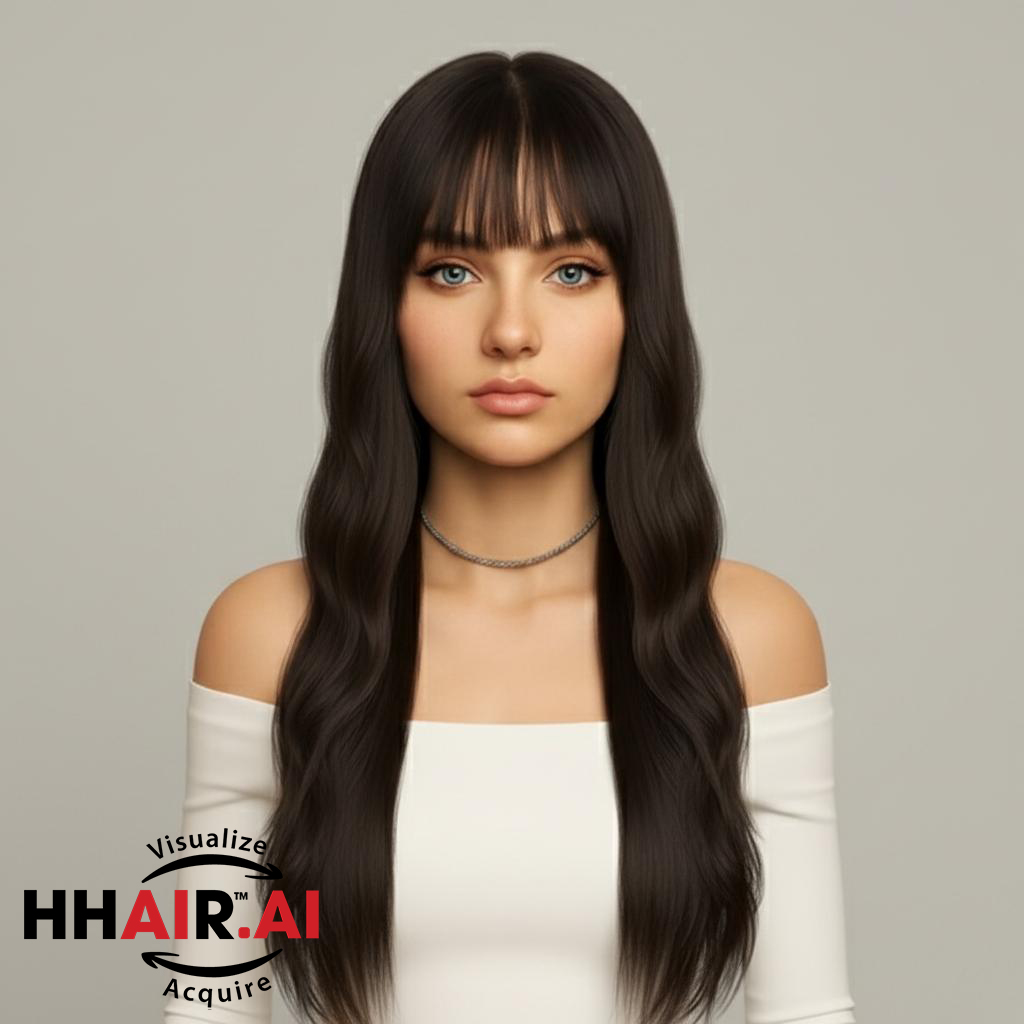 Women’s Full Wig – Ultra-Thin Skin, Wispy Bangs, Length 60cm