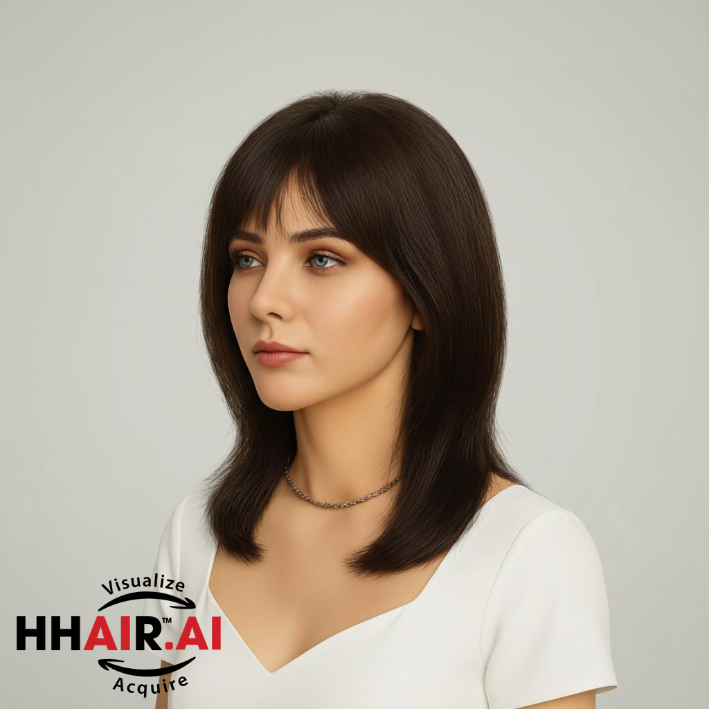 Women’s Full Wig – 4D Ultra-Thin Skin, Inward-Curved Style, 40cm