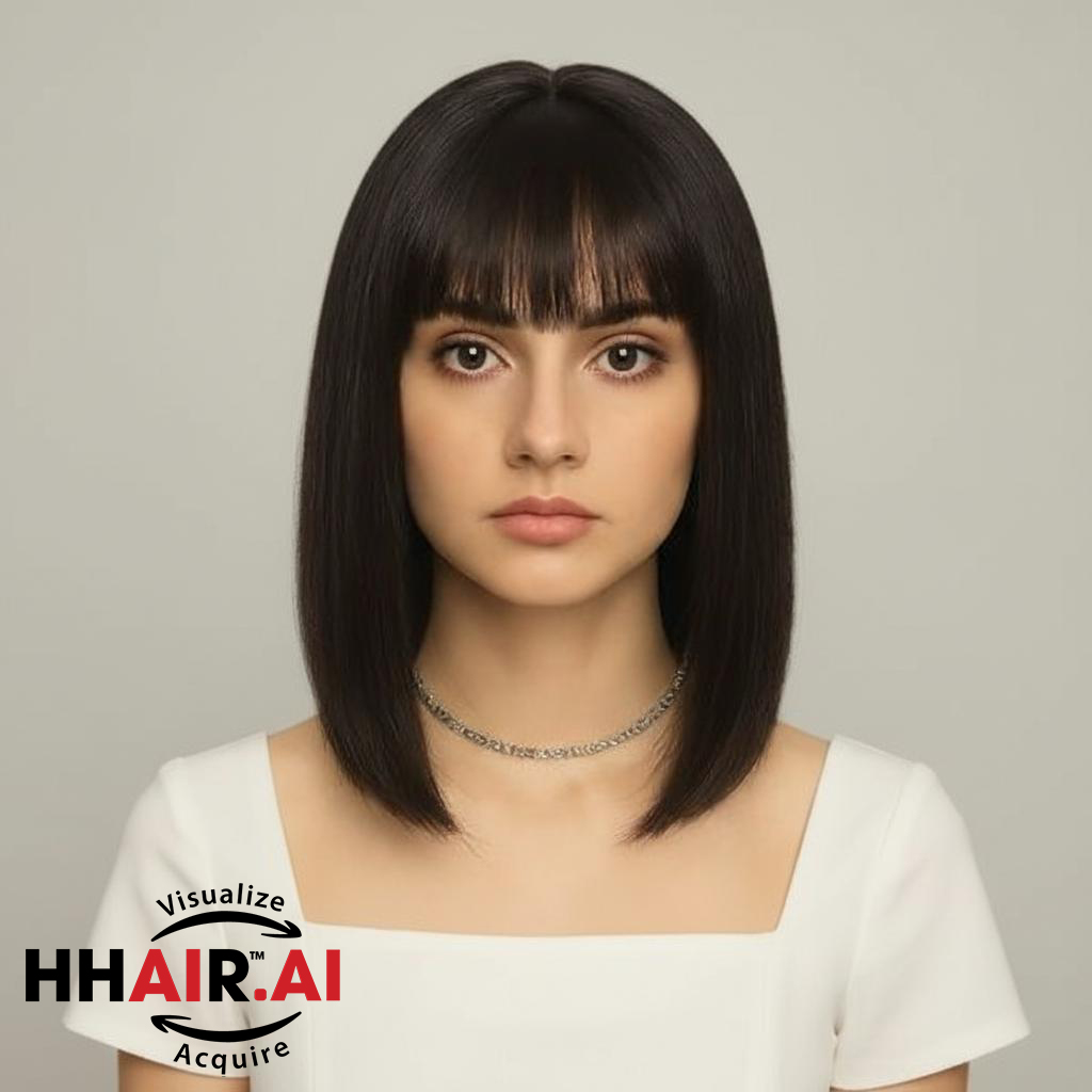 Women’s Full Wig – 4D Ultra-Thin Skin, Short Inward-Curved Shoulder-Length Style, 35cm