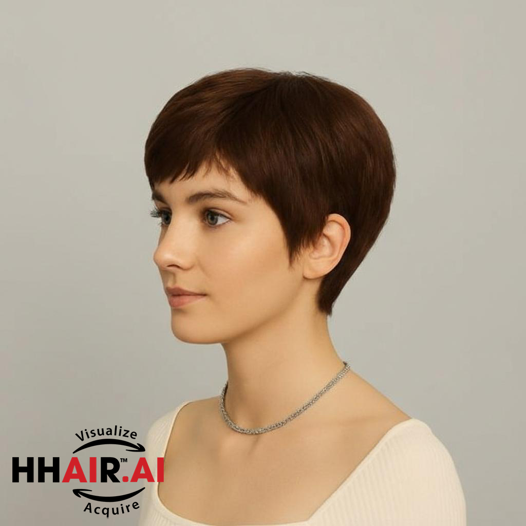 Women’s Full Wig – Pixie Style, Human Hair, Crown Swirl Skin Base
