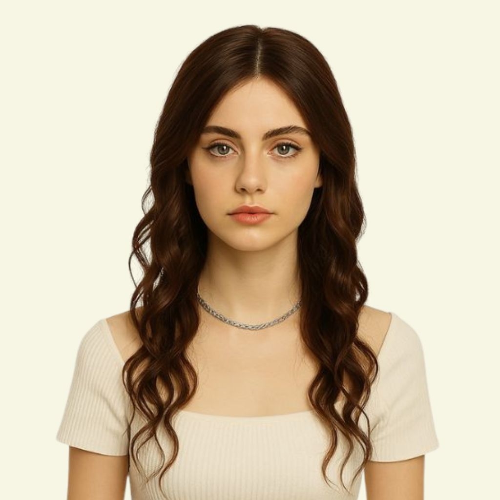 Women’s Top Hairpiece – 3D Ultra-Thin Skin, Curly, Two Bangs, 50cm