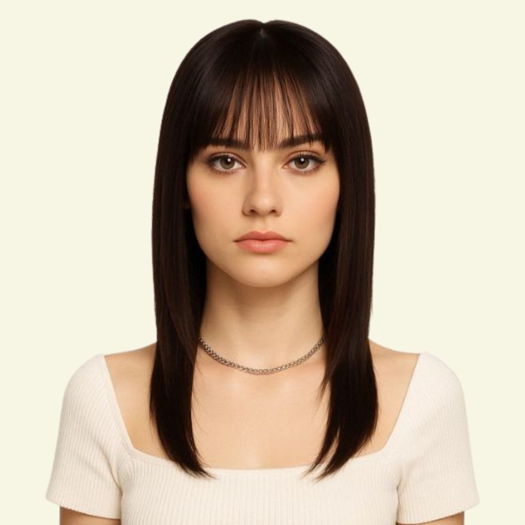 Women’s Hair Topper – 3D Ultra-Thin Skin, Wispy Bangs, 35cm