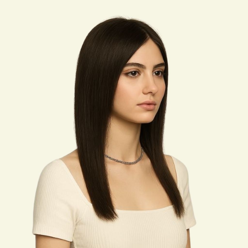 Women’s Top Hairpiece – 4D Ultra-Thin Skin, Straight Hair, Size 8x12cm, Multiple Lengths