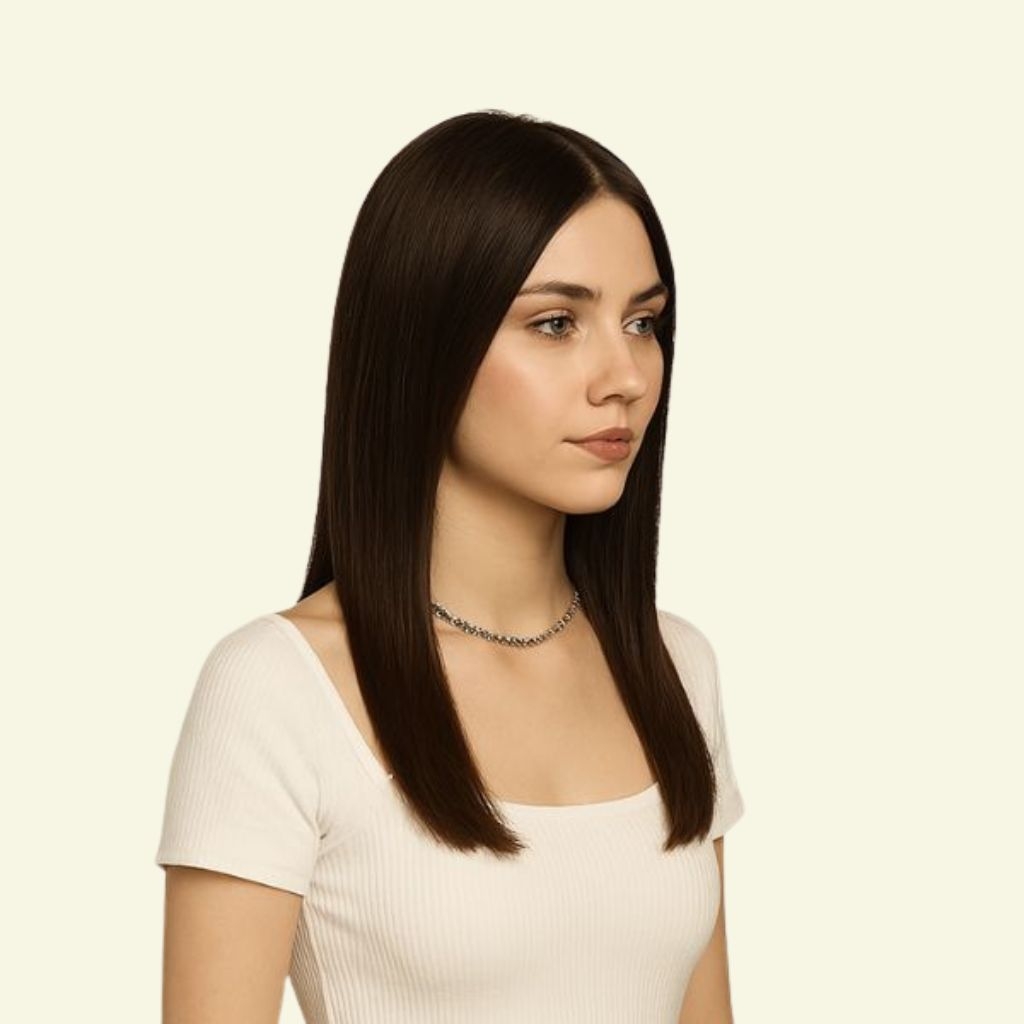 Women’s Hair Topper – 4D Ultra-Thin Skin, Two Bangs, Size 12x13cm, Multiple Lengths