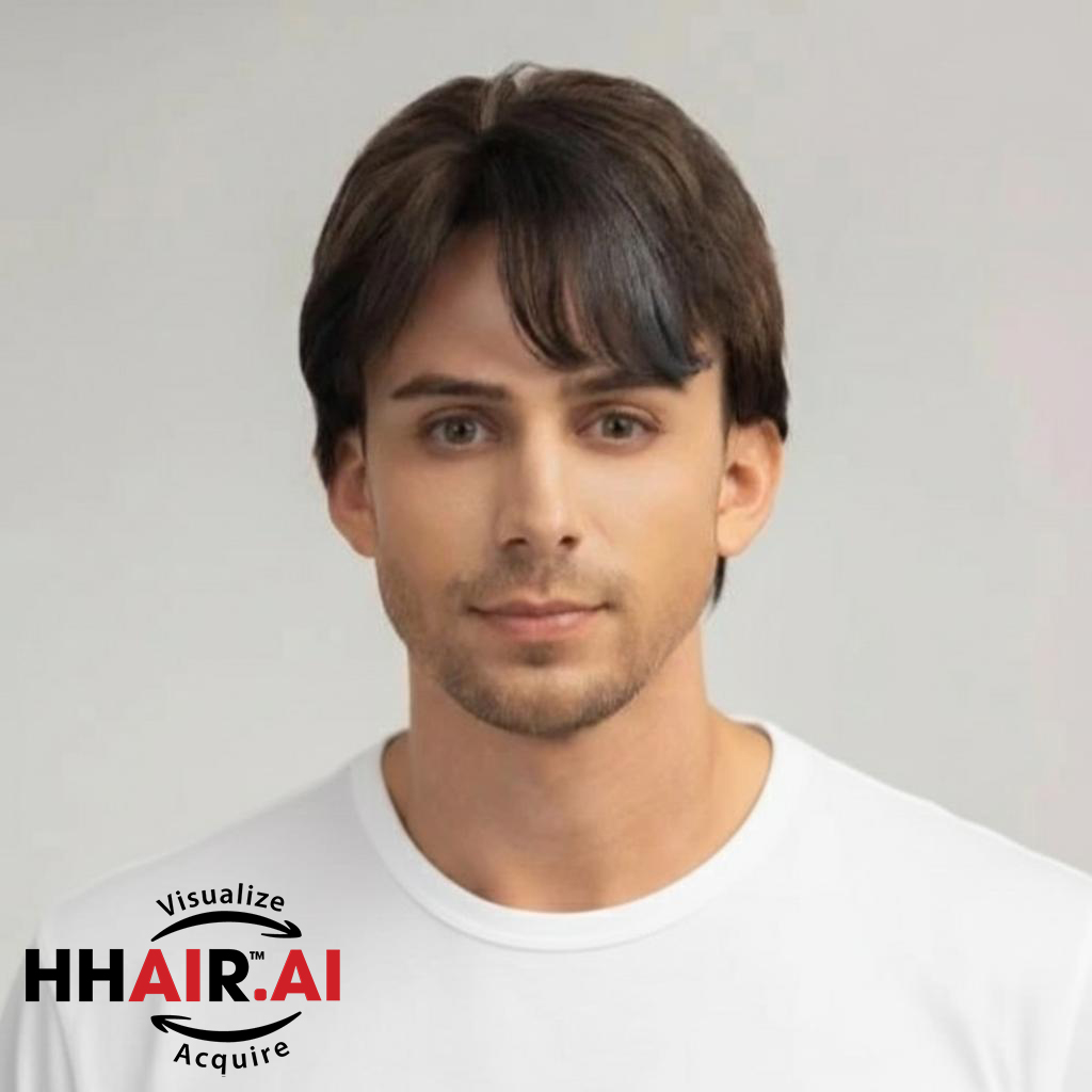 Men’s Full Wig – 3D Ultra-Thin Skin, Side Part with Side-Swept Bangs