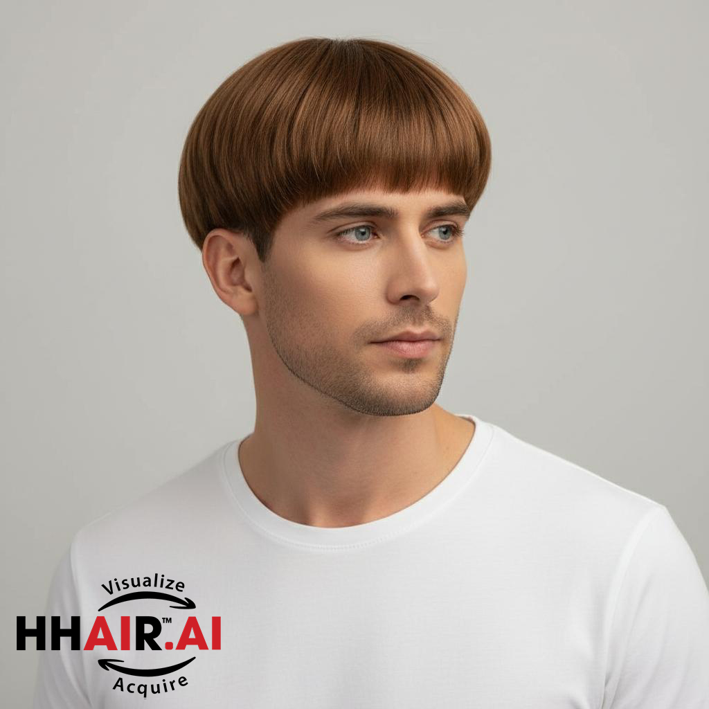 Men’s Top Hair System – Basic Side-Swept Style, Golden Brown