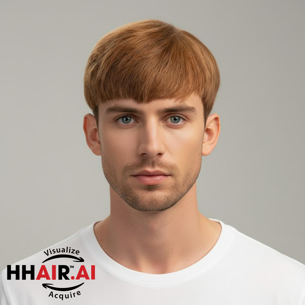 Men’s Top Hair System – Basic Side-Swept Style, Golden Brown