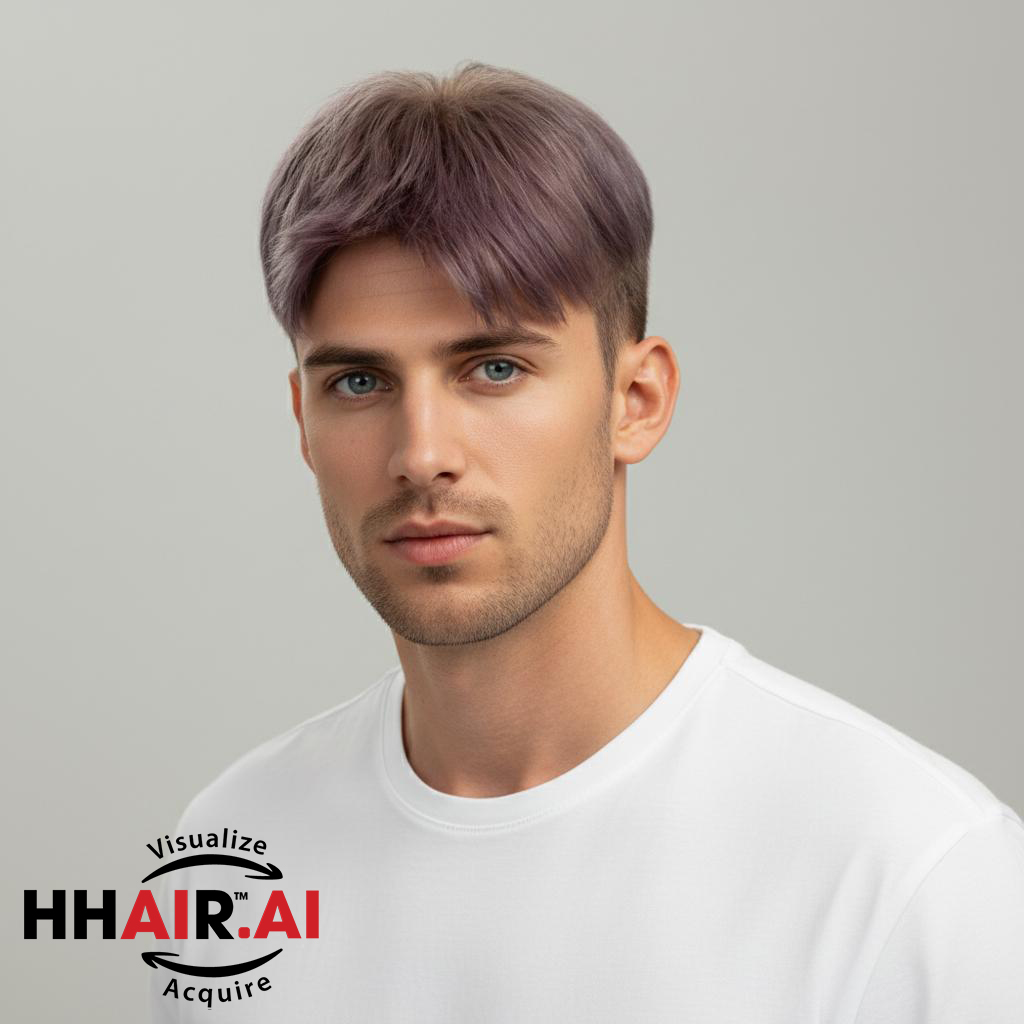 Men’s Top Hair System – Smoky Purple Cherry Color
