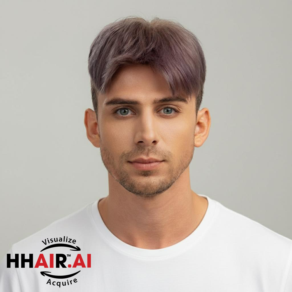 Men’s Top Hair System – Smoky Purple Cherry Color
