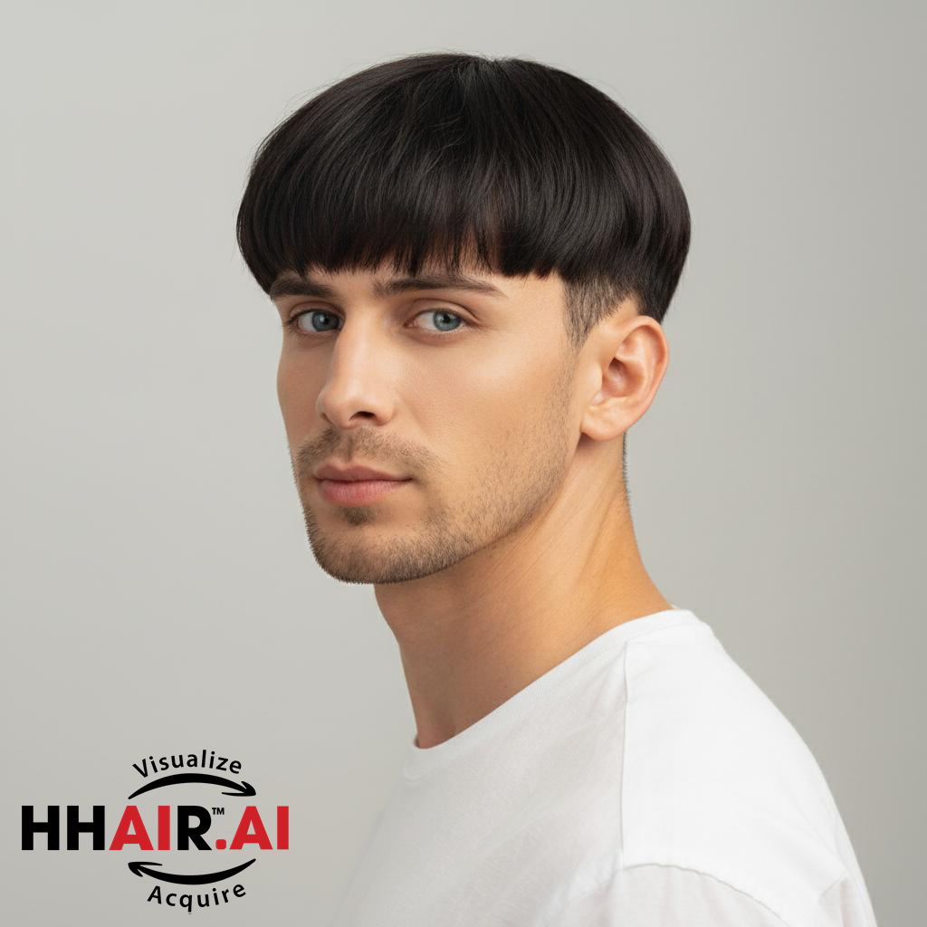 Men’s Top Hair System – 3D Ultra-Thin Skin, Layered Bowl Fringe, Dark Brown