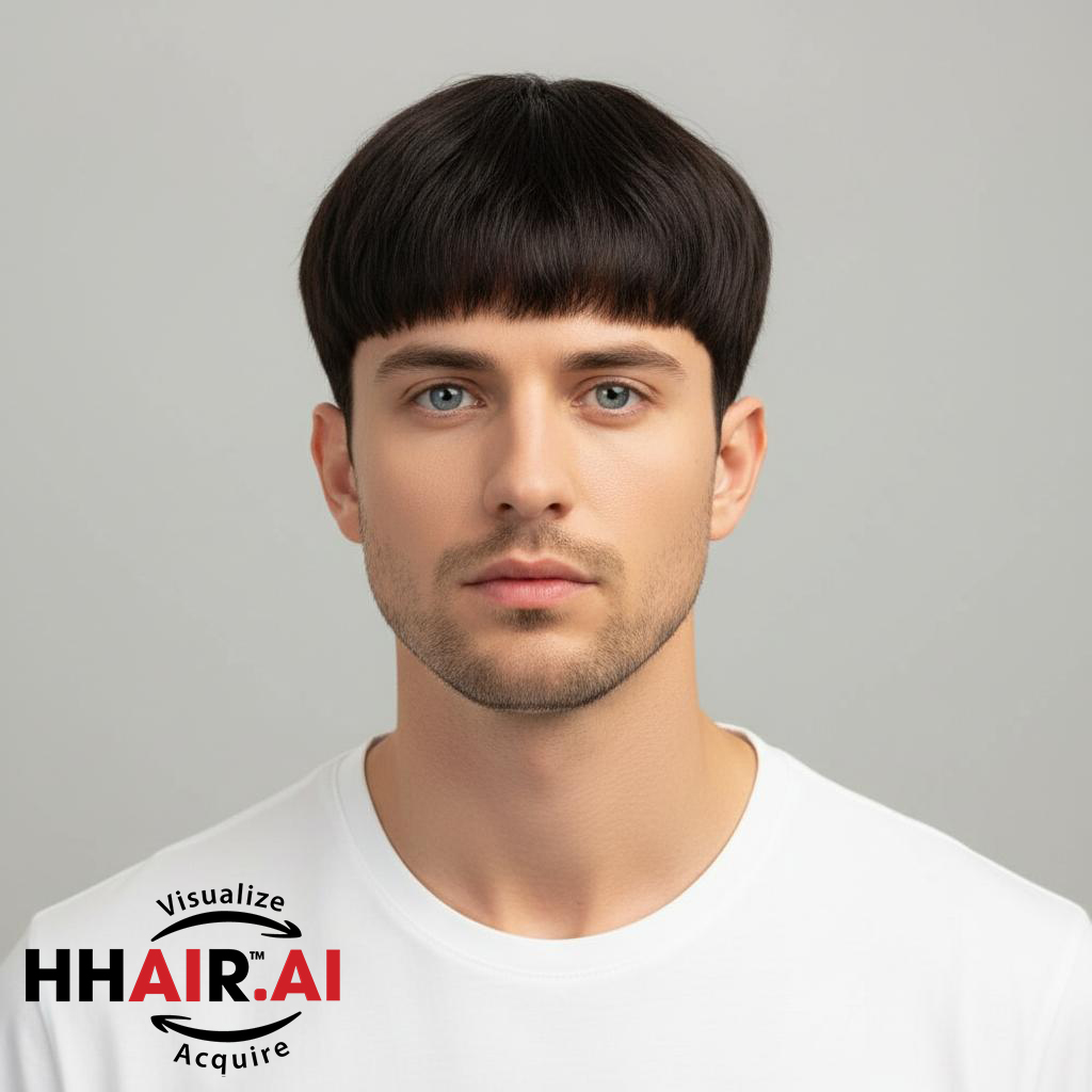 Men’s Top Hair System – 3D Ultra-Thin Skin, Layered Bowl Fringe, Dark Brown