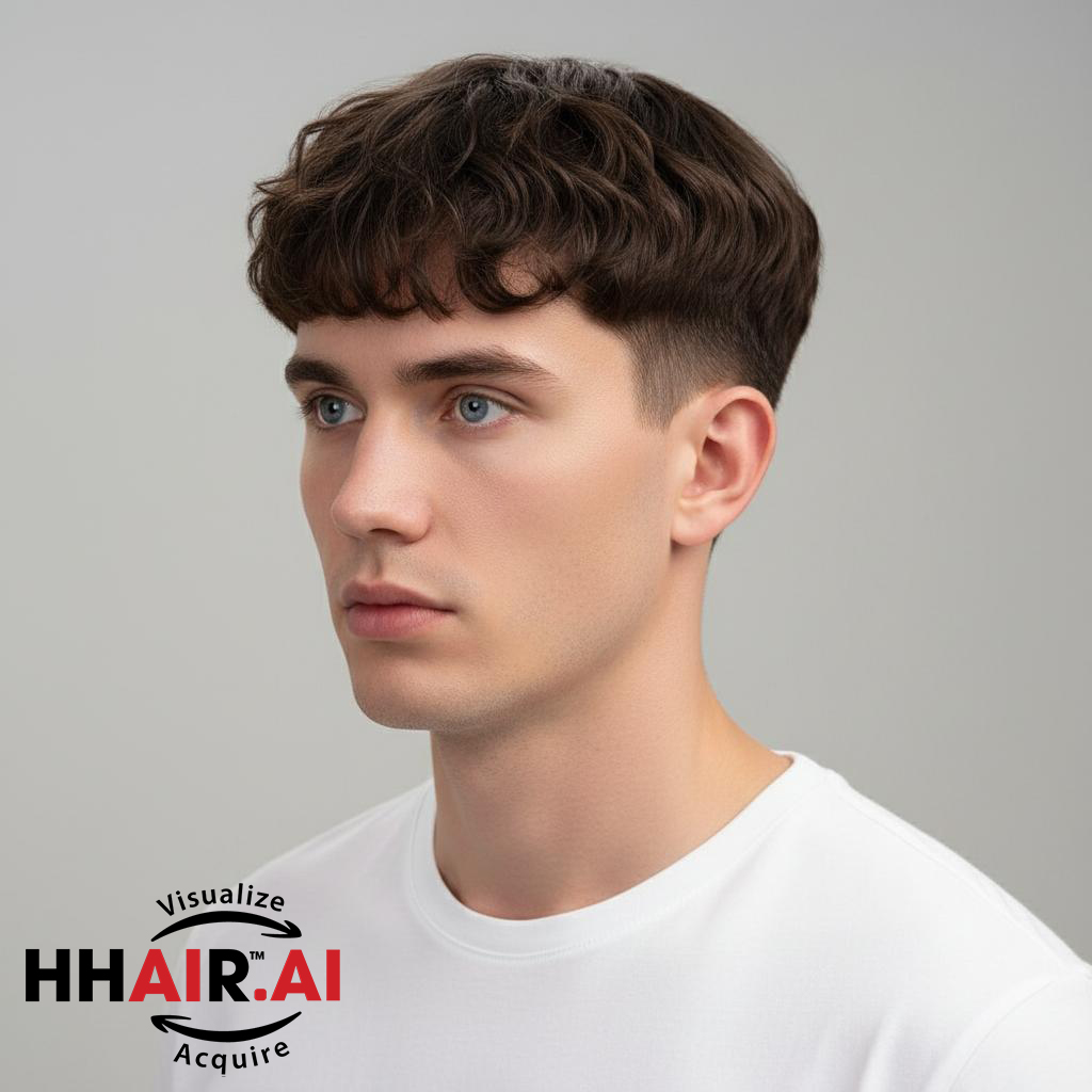 Men’s Top Hair System – 3D Ultra-Thin Skin, Mohican Style, Dark Brown