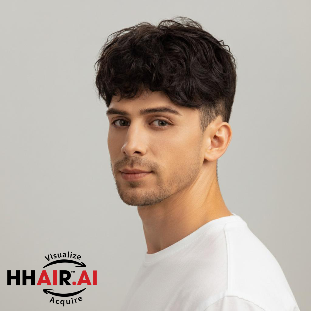 Men’s Top Hair System – Wavy Style, Dark Brown