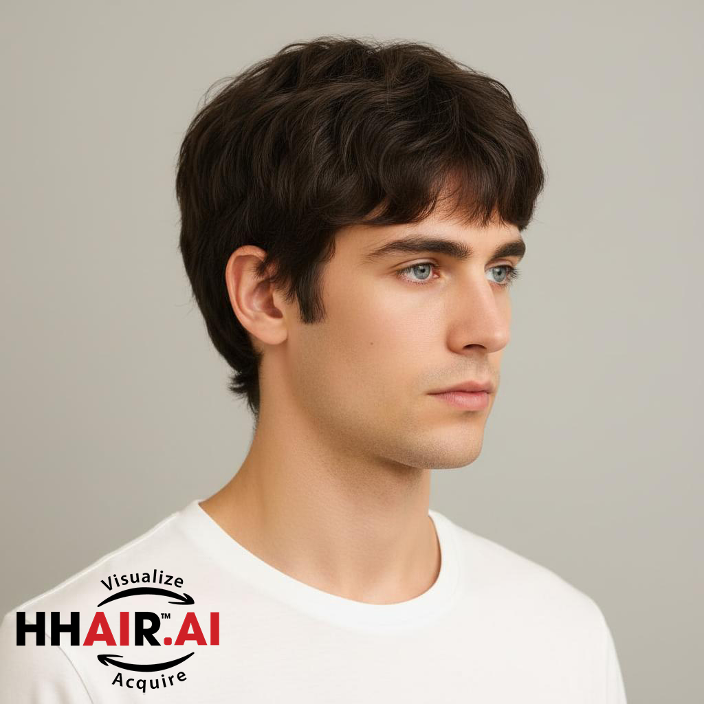 Men’s Full Wig – Crown Swirl with Mullet Cut, Human Hair
