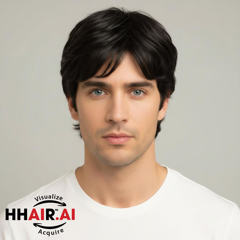 Men’s Full Wig – Crown Swirl with Mullet Cut, Human Hair