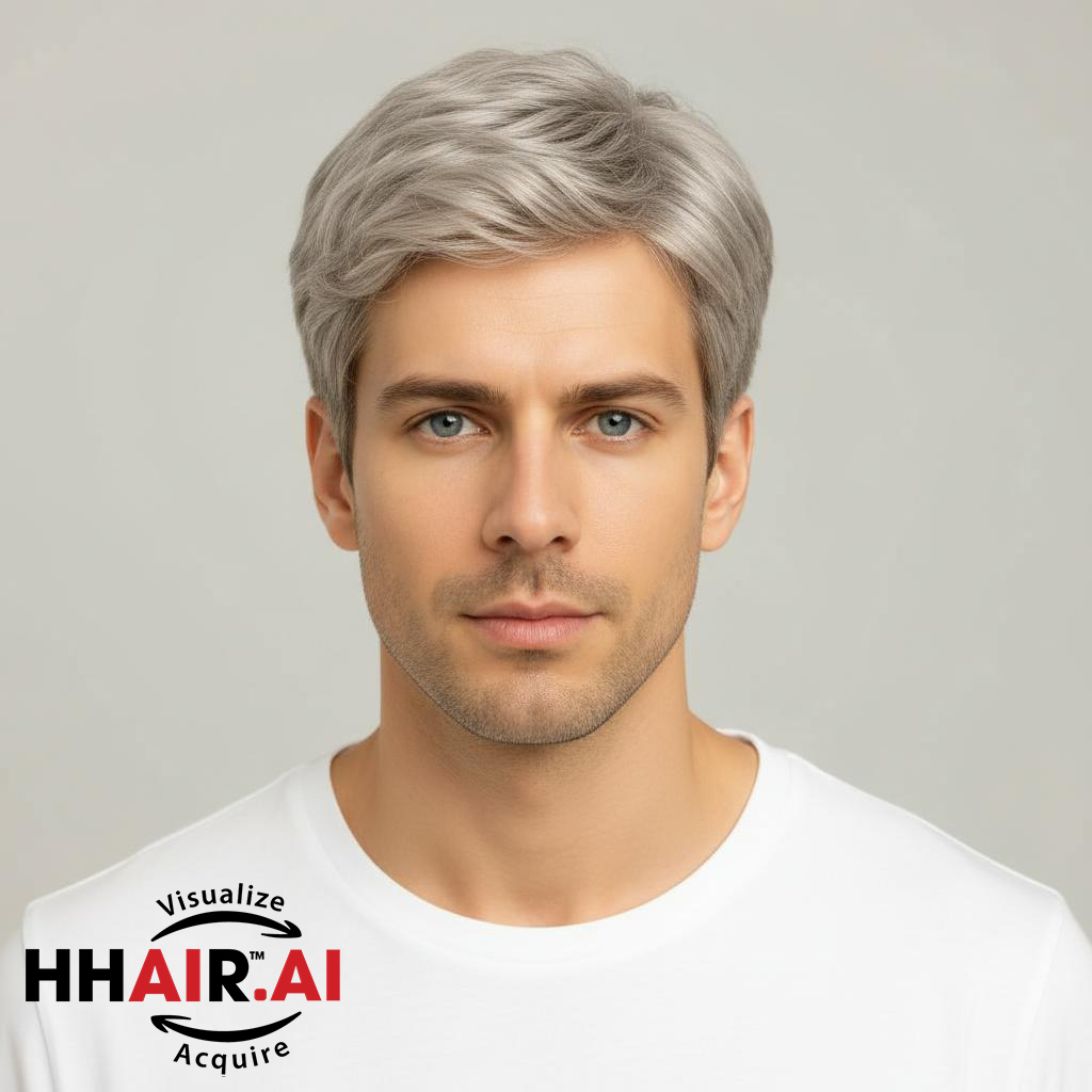 Men’s Full Wig – European Curly Side Part Style, Human Hair