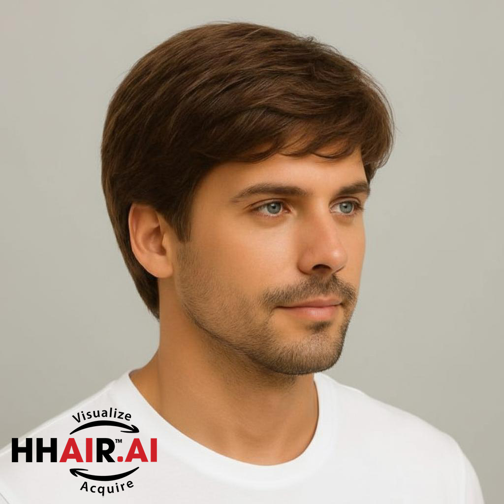 Men’s Full Wig – Curly Style, Side-Combed to One Side