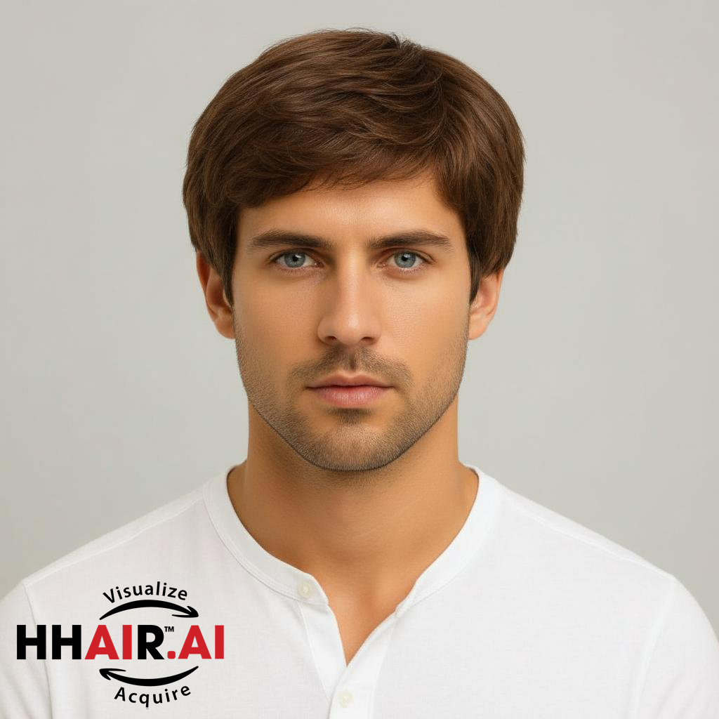 Men’s Full Wig – Curly Style, Side-Combed to One Side