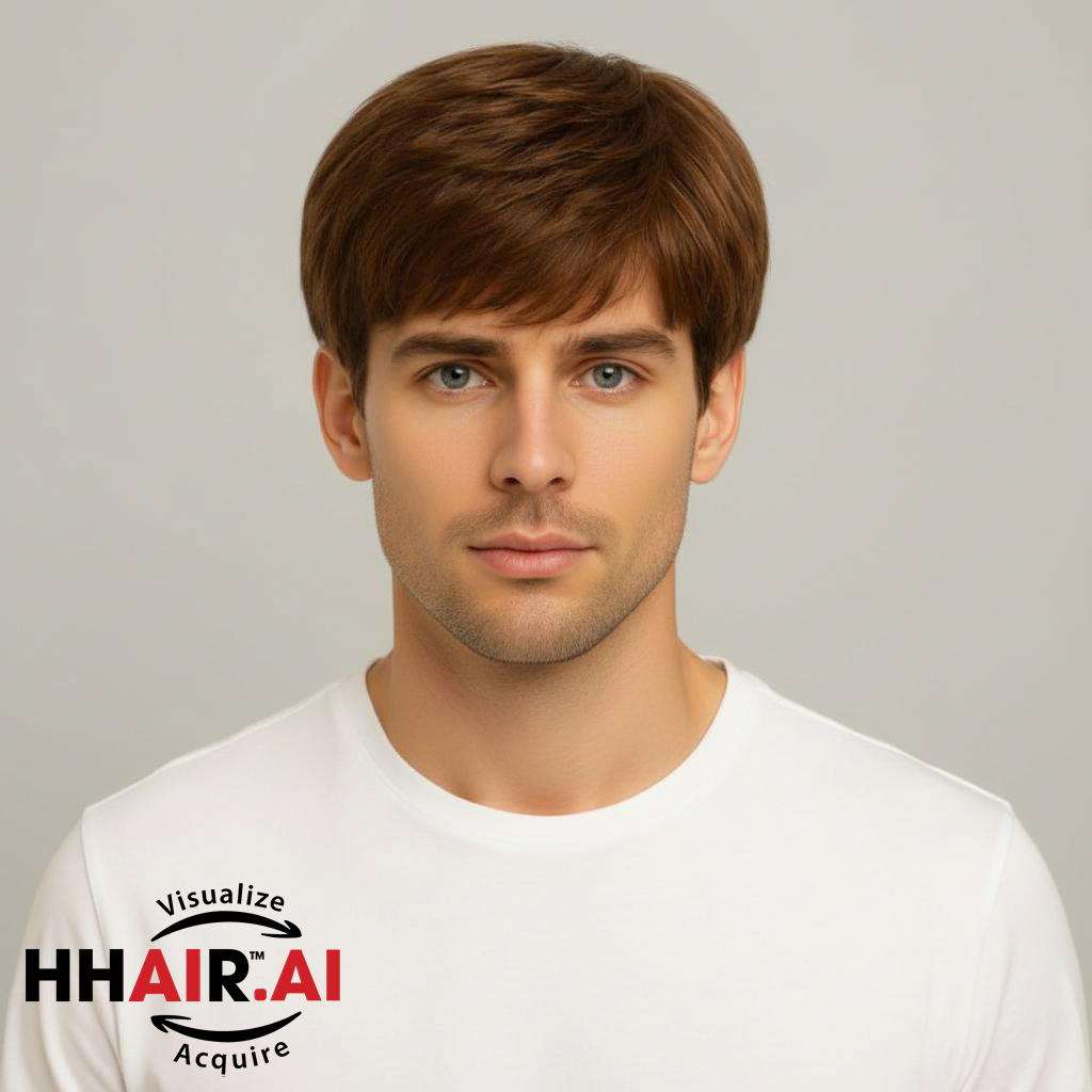 Men’s Full Wig – European Curly Mullet Style, Human Hair