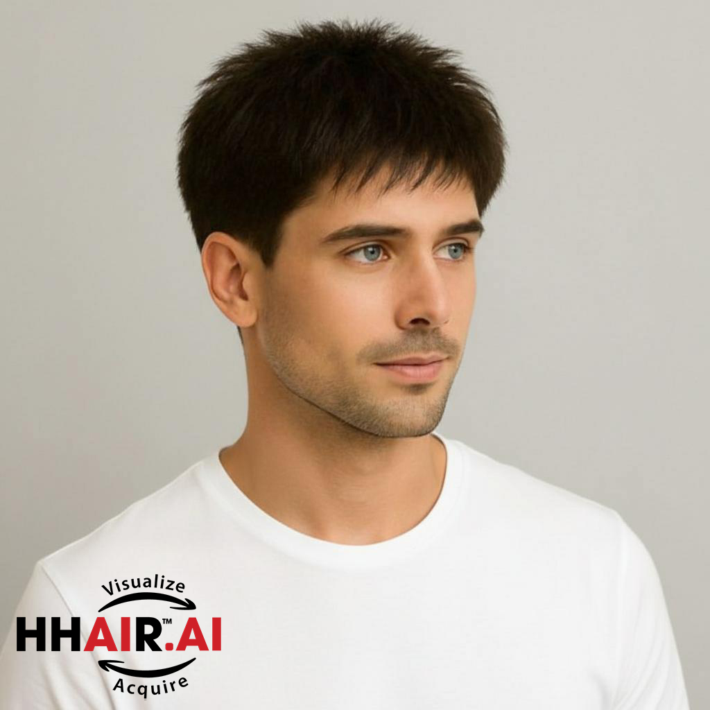 Men’s Hair System – Short Mullet Style, Human Hair