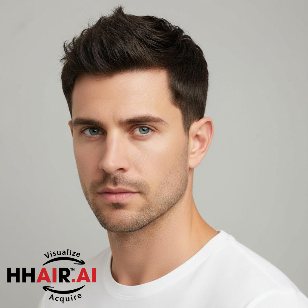 Men’s Hair System – Short Mullet Style, Human Hair