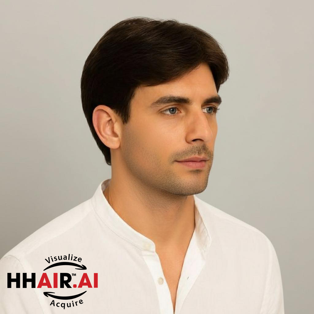Men’s Full Wig – Two Bangs Style, Human Hair