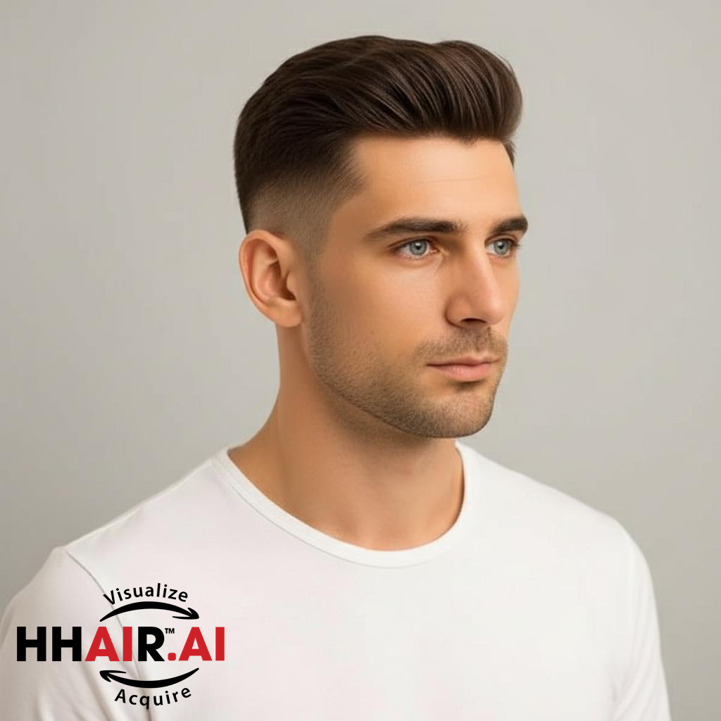 Men’s Hair System – Quiff Style, Human Hair