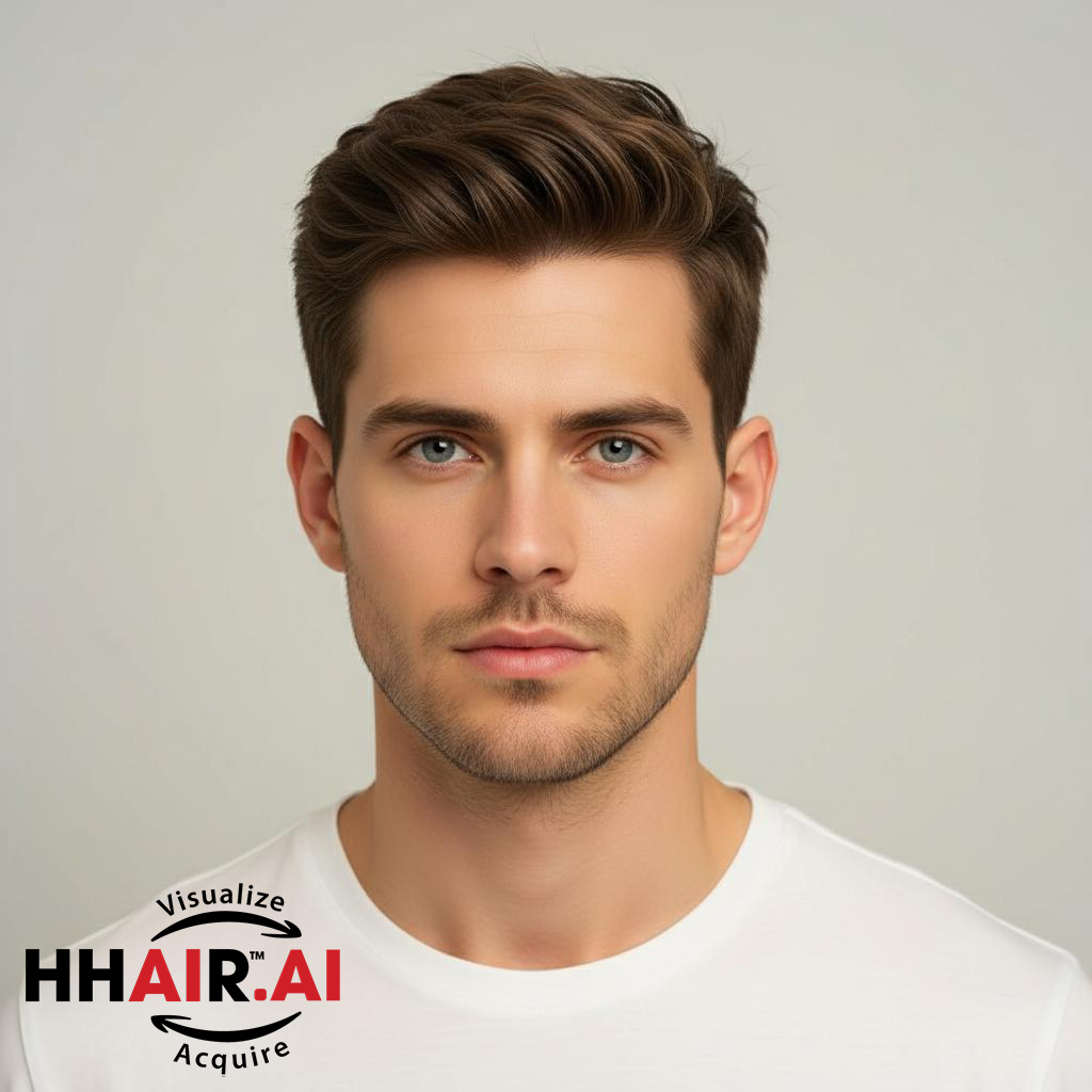 Men’s Hair System – Pompadour Style, Human Hair
