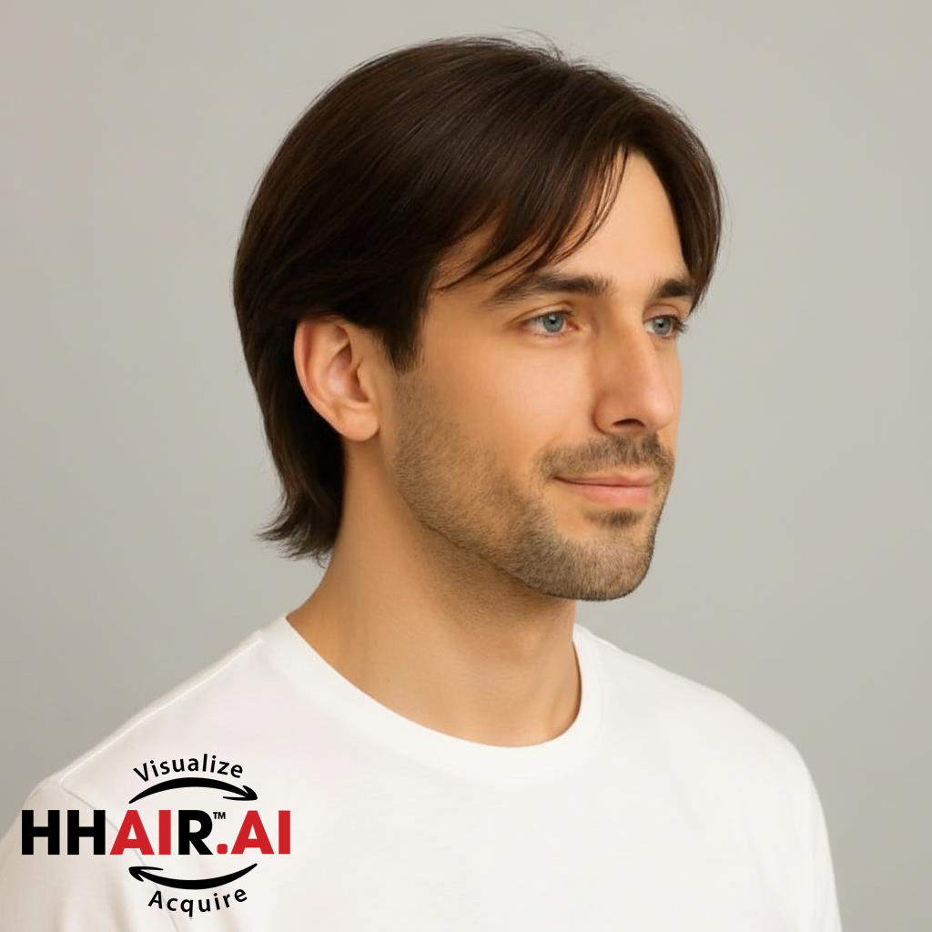 Men’s Full Wig – Korean Side Part Style, Human Hair