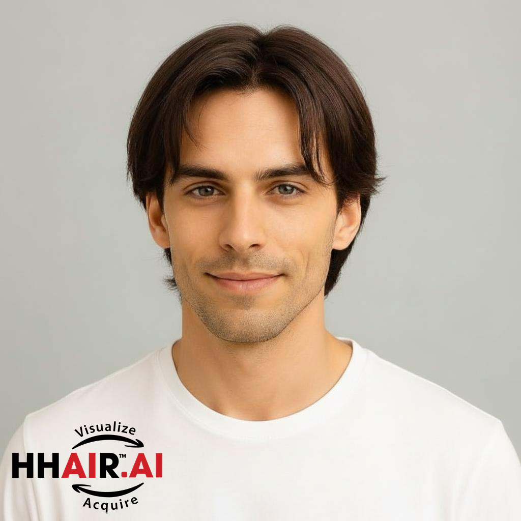 Men’s Full Wig – Korean Side Part Style, Human Hair