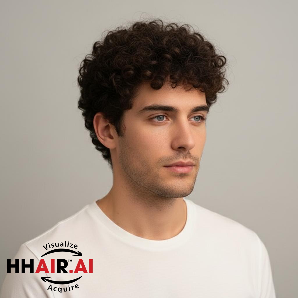 Men’s Hair System – Curly Style, Human Hair