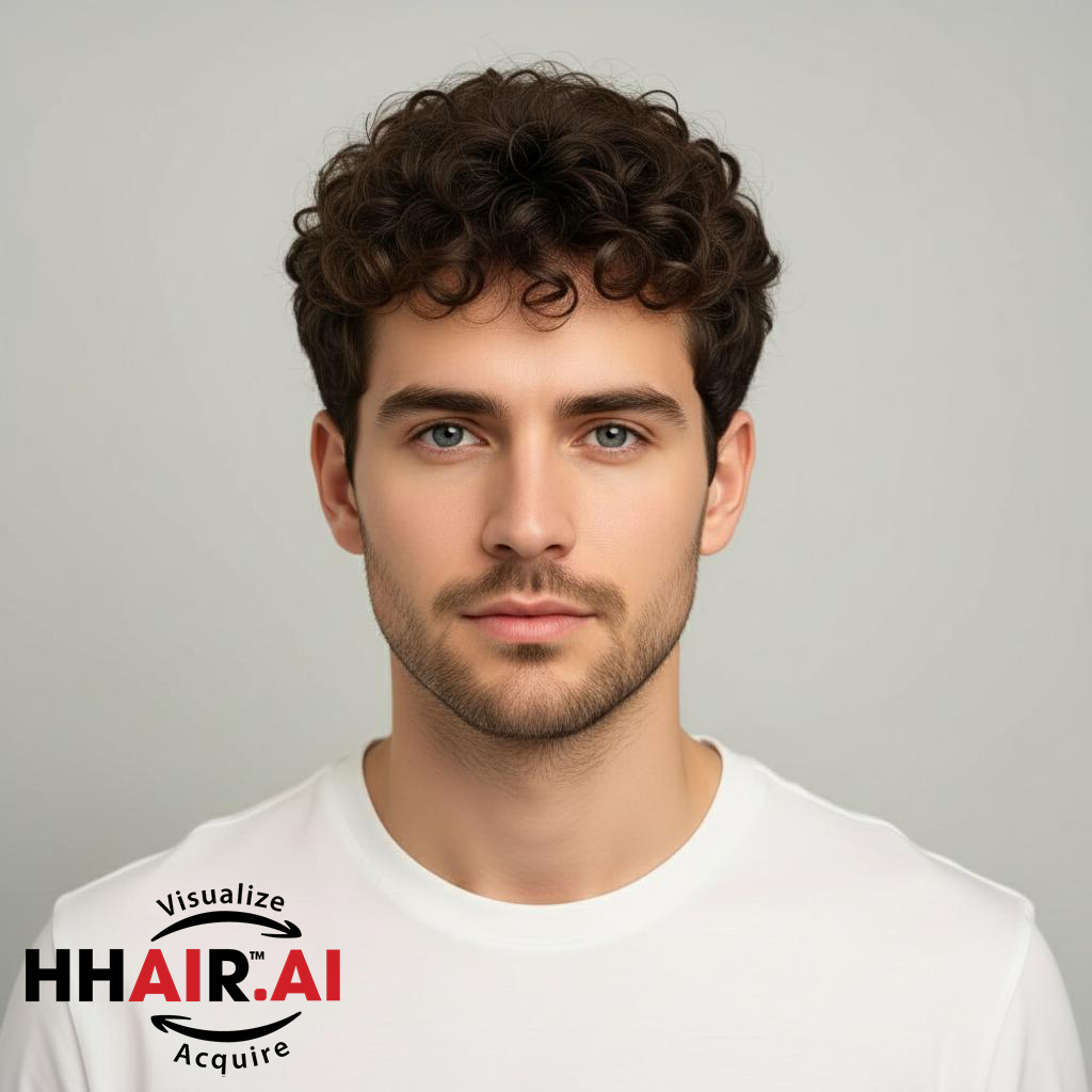 Men’s Hair System – Curly Style, Human Hair