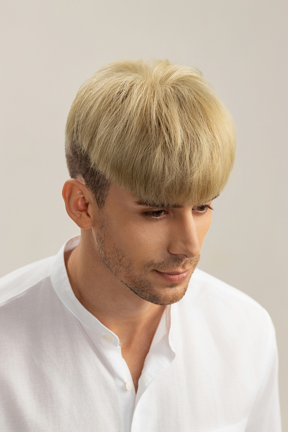 Men's Wig with MONO - Men's Topper Layer Platinum