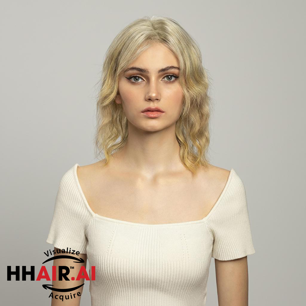 Women's Full Shoulder-Length Wavy Wig Made from Real Hair