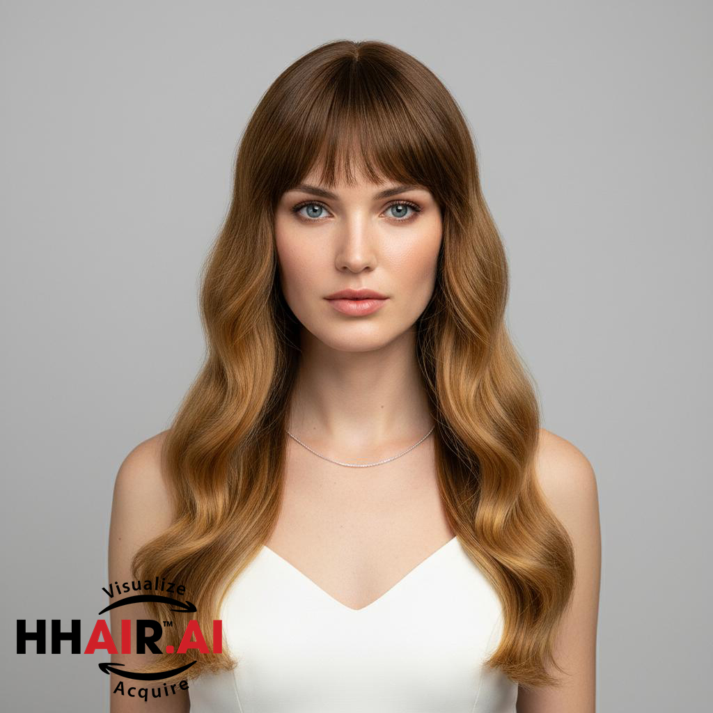 Women's Full Long Wavy Wig in Brown Blonde Made